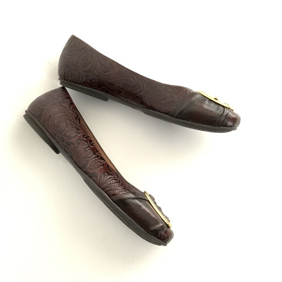 Nurture by Lamaze Flats Women Size 6M Brown Swan Leather Embossed Brazil - Picture 6 of 11